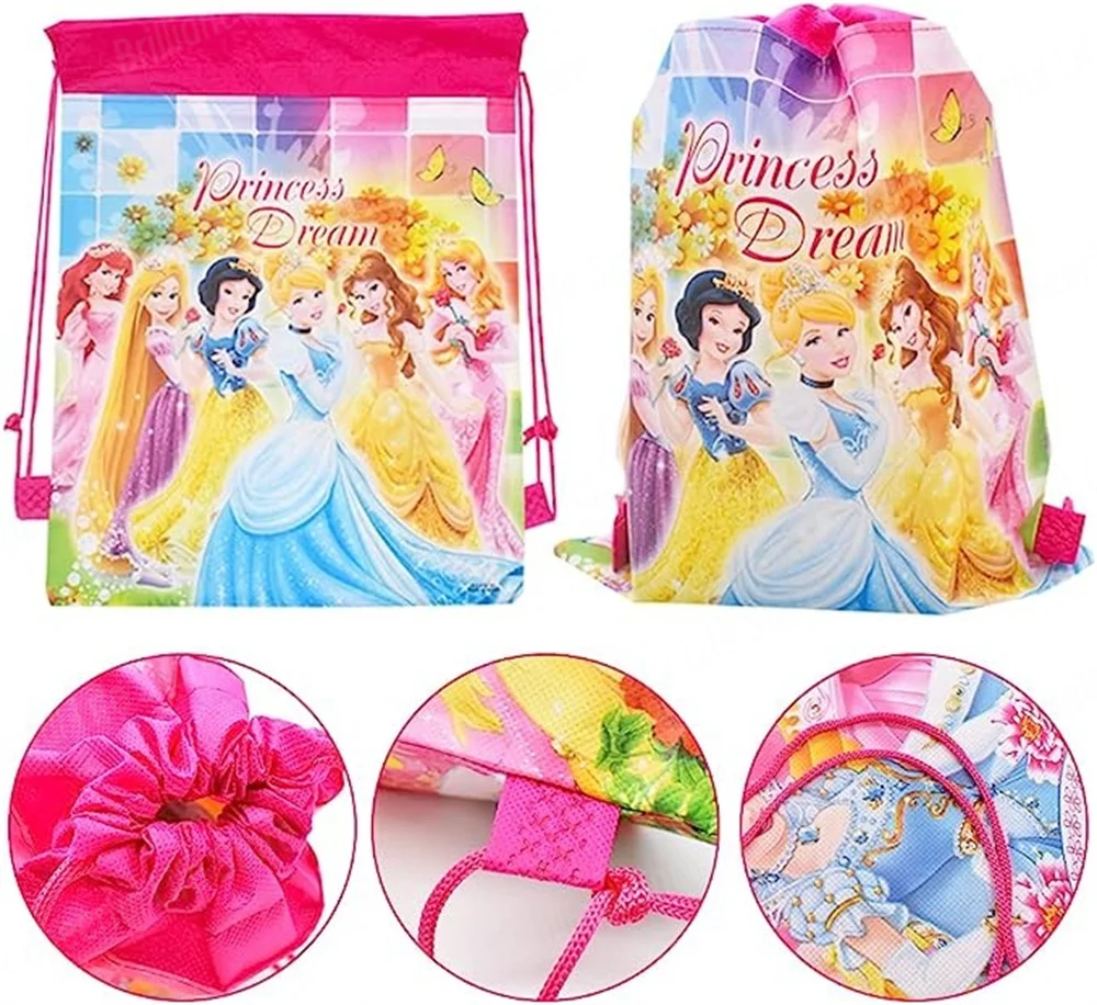 1Pcs Disney Princess Drawstring Bag Kids Girls Princess Birthday Party Favors Supplies Candy Gift Packaging School Backpacks