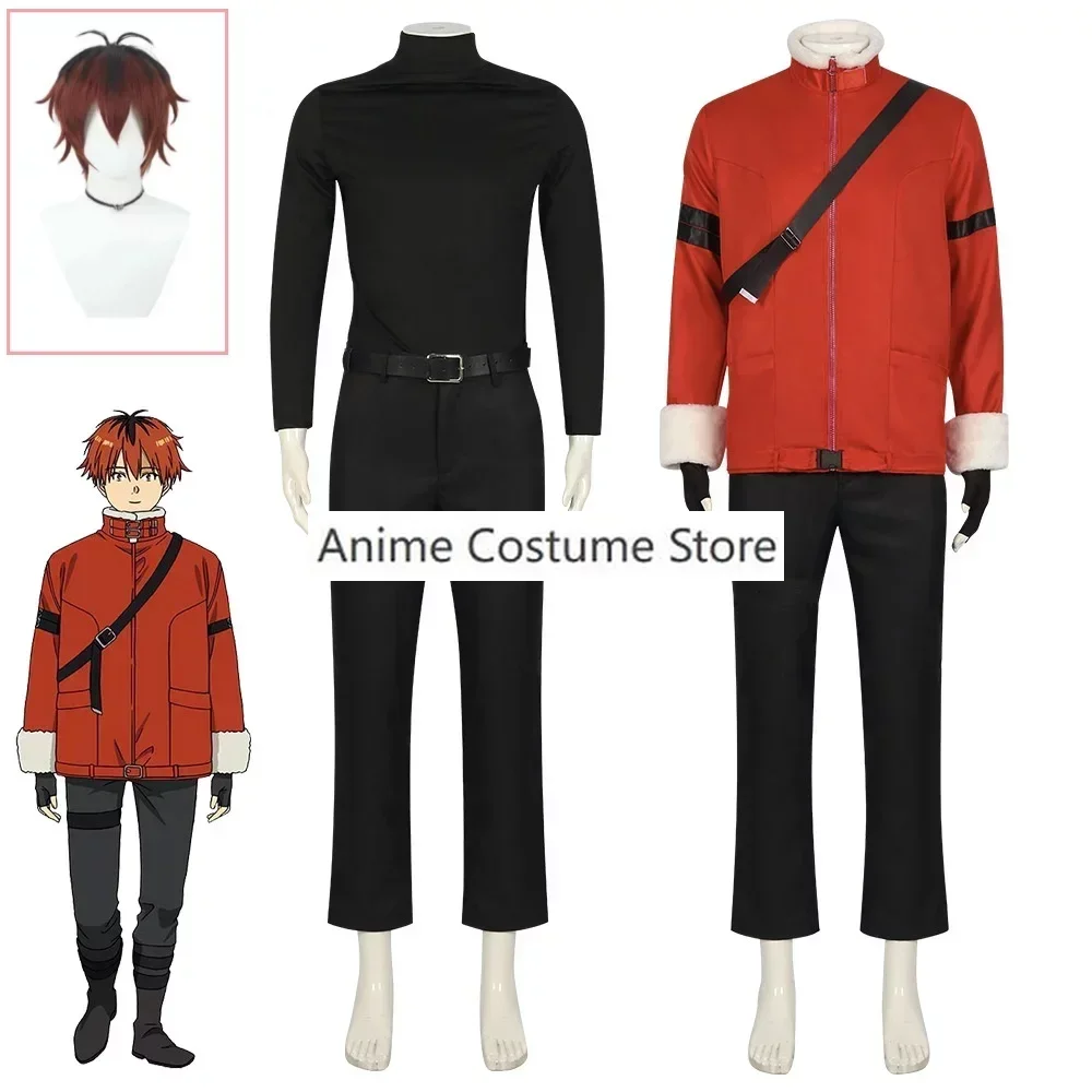 Newly Stark Winter Cosplay Costume Wig Anime Frieren Beyond Journey's End Red Jacket Uniform Gloves Men Women Convention Outfit