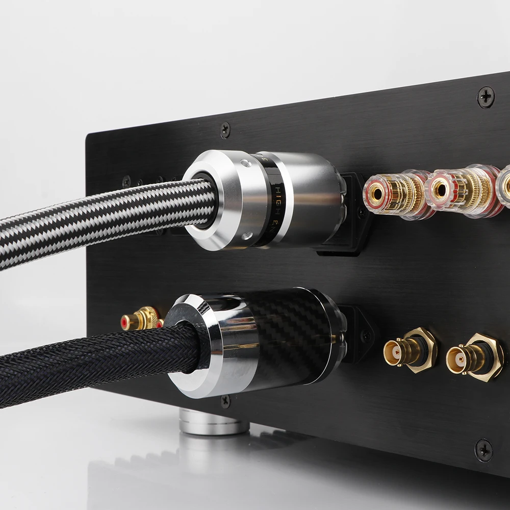 Hifi Audio Carbon Fiber Power Cable EU/USAU Power Cord Audiophile Supply Mains Cord For Amplifier CD DVD Player