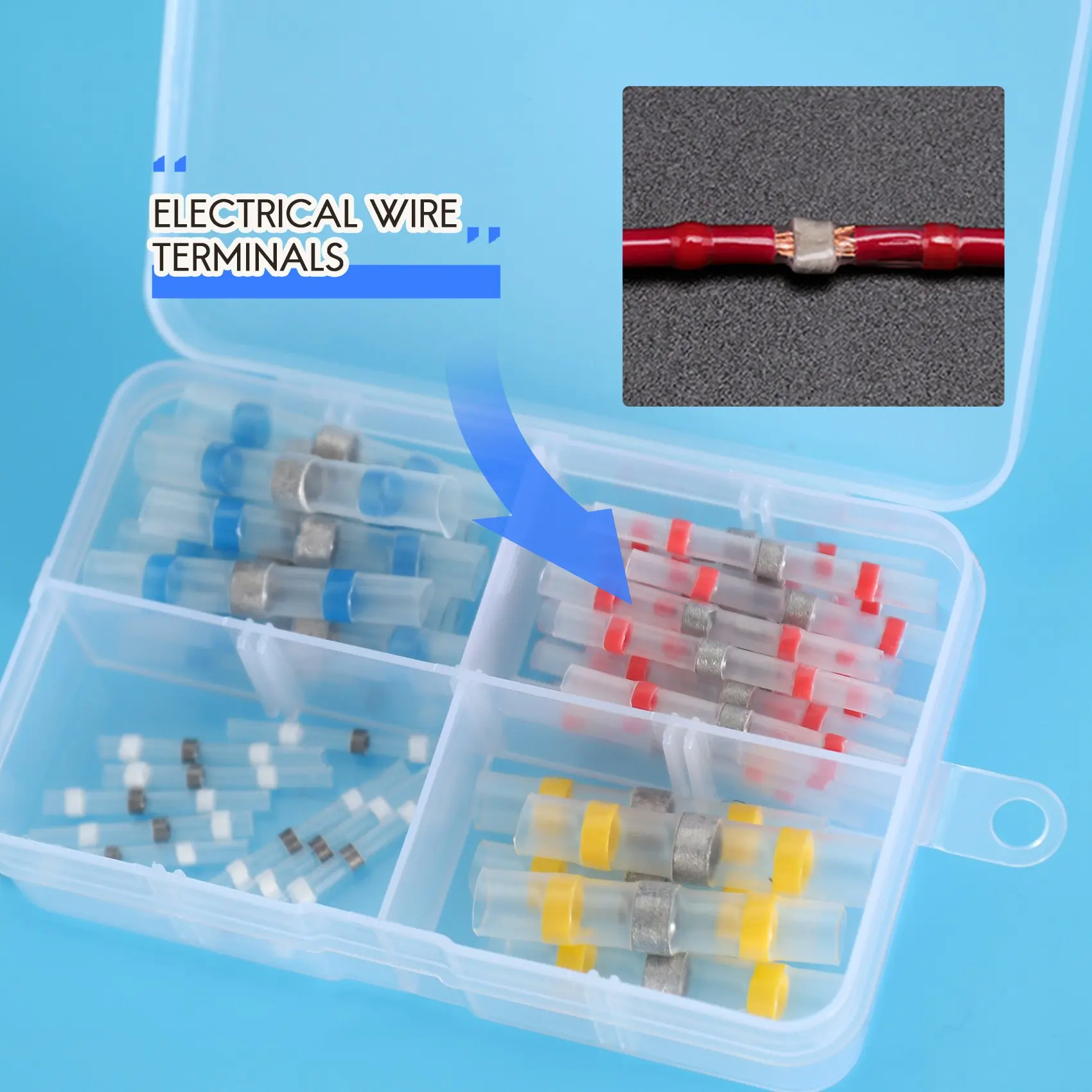 ชุดขั้วต่อสายไฟแบบซีล50ชิ้นขั้วต่อแบบก้นหดด้วยความร้อน