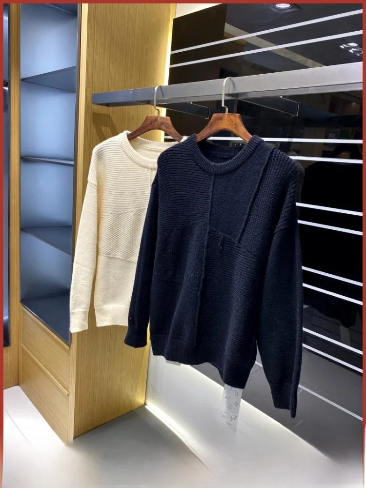 

Thiened круглый вязаный свитер Ne, мужской теплый зимний пуловер, трикотаж, модный городской свитер, длинный све, молодежный цвет