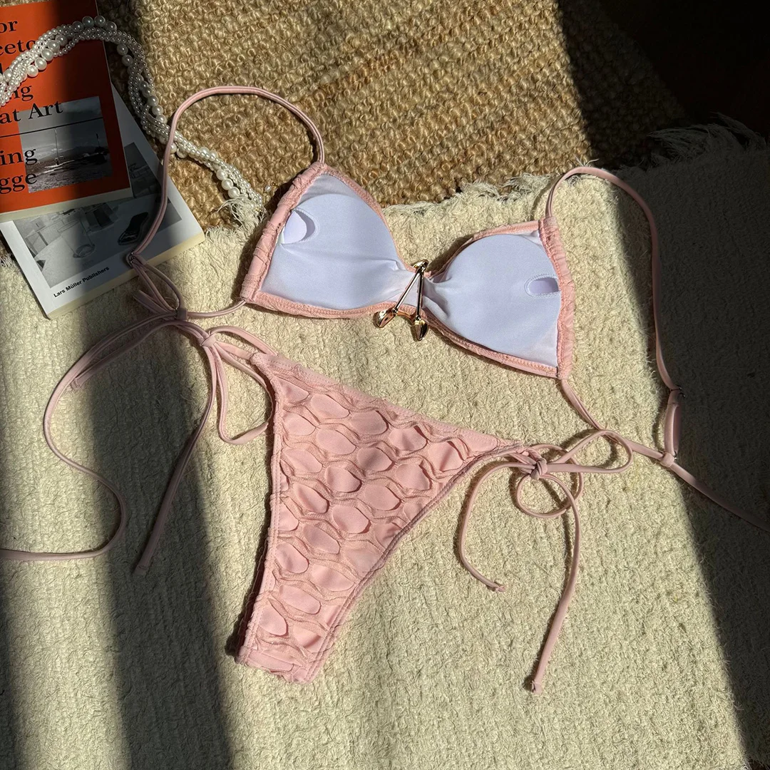 2026 Metallstern High-Cut-Bikini mit Riemchen für Damen, zweiteiliger Badeanzug, Badebekleidung, Badeanzug, Schwimmanzug V6817 – Detail 16