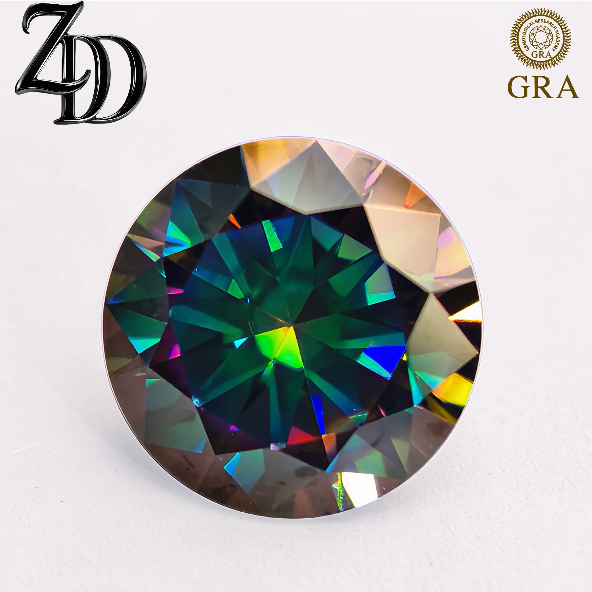 

New Rainbow Green Moissanite Loose Stones 0.5-3.0ct VVS1 Lab Grown Diamond Round Cut Gemstones With GRA Certificate For Jewelry