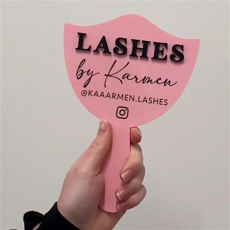 Custom Branded Handheld Mirror Lashes and Personalised Social Media Aesthetics Props Salon Décor Beauty Technician Mirror
