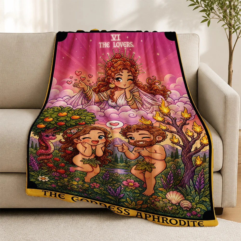 Bohemian Goddess Art Print Throw Blanket for Sofa Couch Decorative Throw Tapestry Romantic Boho Love Luxury Home Decor Gift