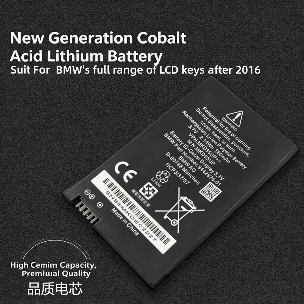 NEW Rechargeable Battery MKD35UP For BMW 5 6 7 Series GT X3 X4 X5 X6 730 740 745 530 Display Remote Control Car Key Battery