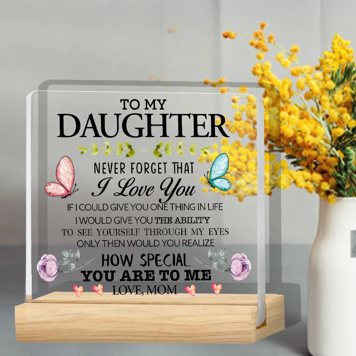 لافتة مكتب من الأكريليك الشفاف مقاس 3.98 × 3.98 بوصة أفكار هدايا للابنة النمو - مثالية لتخرج عيد الميلاد وأعياد الميلاد من أمي #4