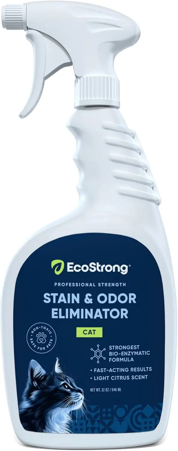 

Экологичный спрей для удаления пятен и запахов от кошек - Формула на основе ферментов для ковров, лотков для кошек, постельного белья, белья (32 унции)