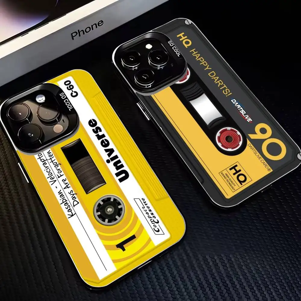 

Cassette Tape Phone Case For iPhone 16,15,14,13,12,11,Mini,Pro,MAX Black Matte Shockproof Cover