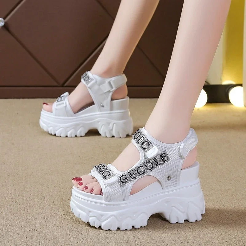 2025 Women Wedge Increased Platform Shoes Ladies Beach Summer Sandalia 9cm High Heels Sexy Open-toed Sandals Chunky Sandals