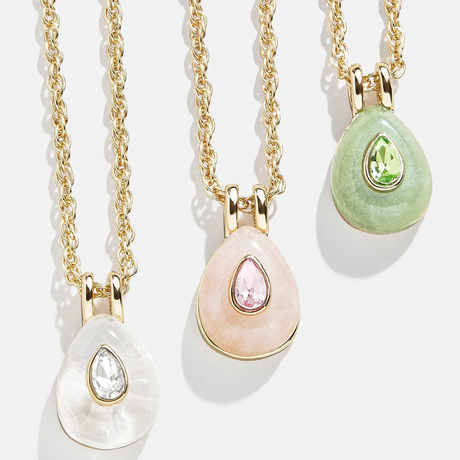 

Luxury Colorful Teardrop Pendant Necklace, 18K Gold-Plated Copper with Multi-Color Stones