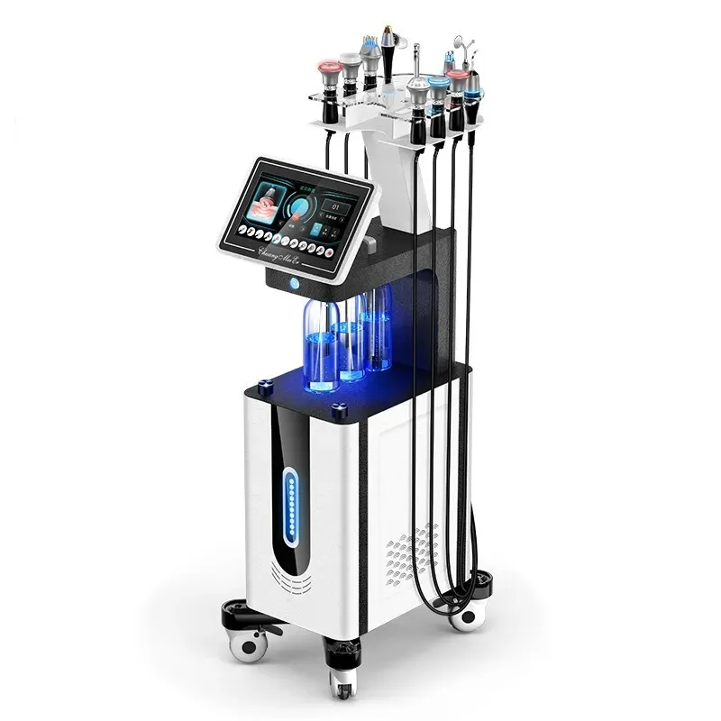متعددة الوظائف شد الوجه الأكسجين هيدرا جلدي آلة العناية بالبشرة الوجه بالموجات فوق الصوتية تنظيف تجديد إزالة الرؤوس السوداء