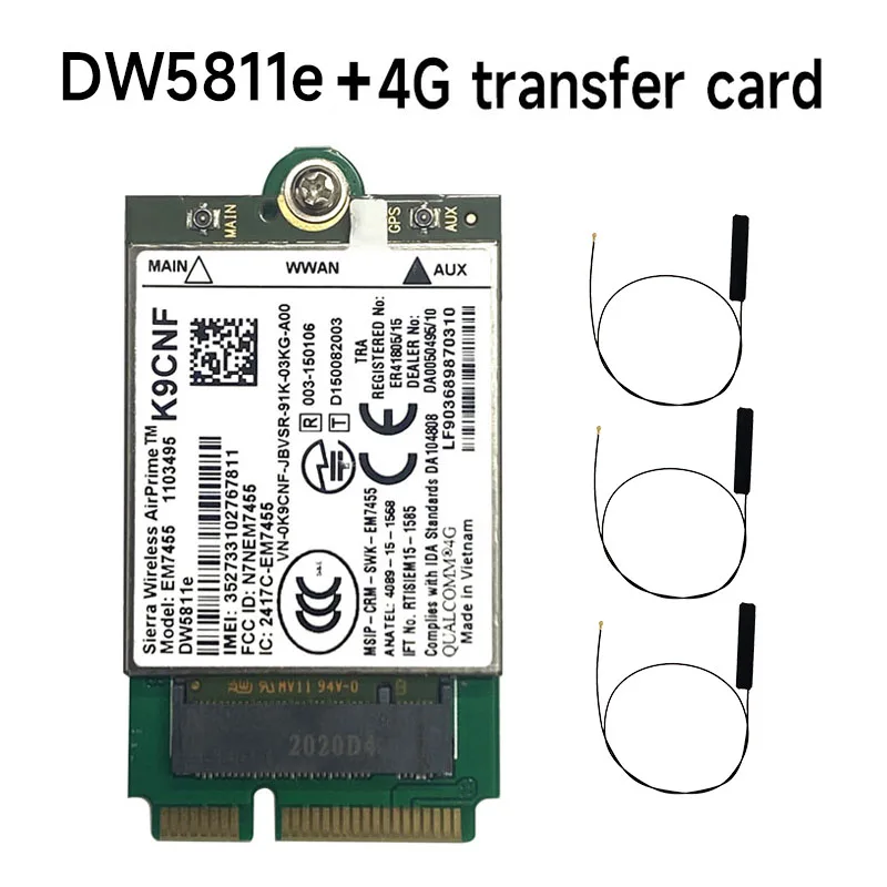 4G LTE modular DW5811e EM7455 LTE 4G NGFF Module DW5811E 3P10Y 300M para E7270 E7470 E7370 E5570 Sem Fio FDD/TDD LTE Gobi6000