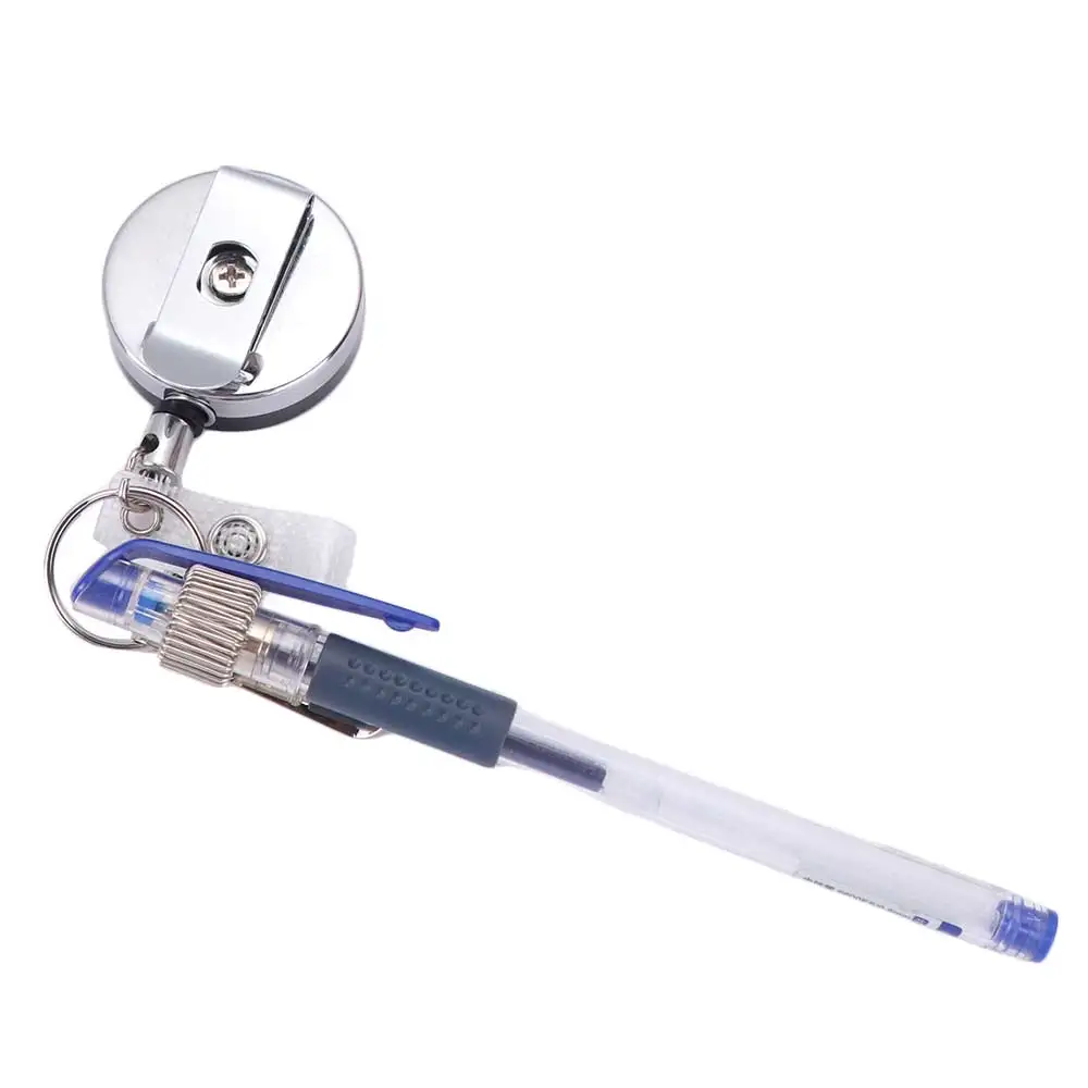 Badge Reels Retractable Pen Clip Key Ring Belt Clip Pull Pen Holder Metal Alloy Durability Pen Lanyard Carpenters Workers