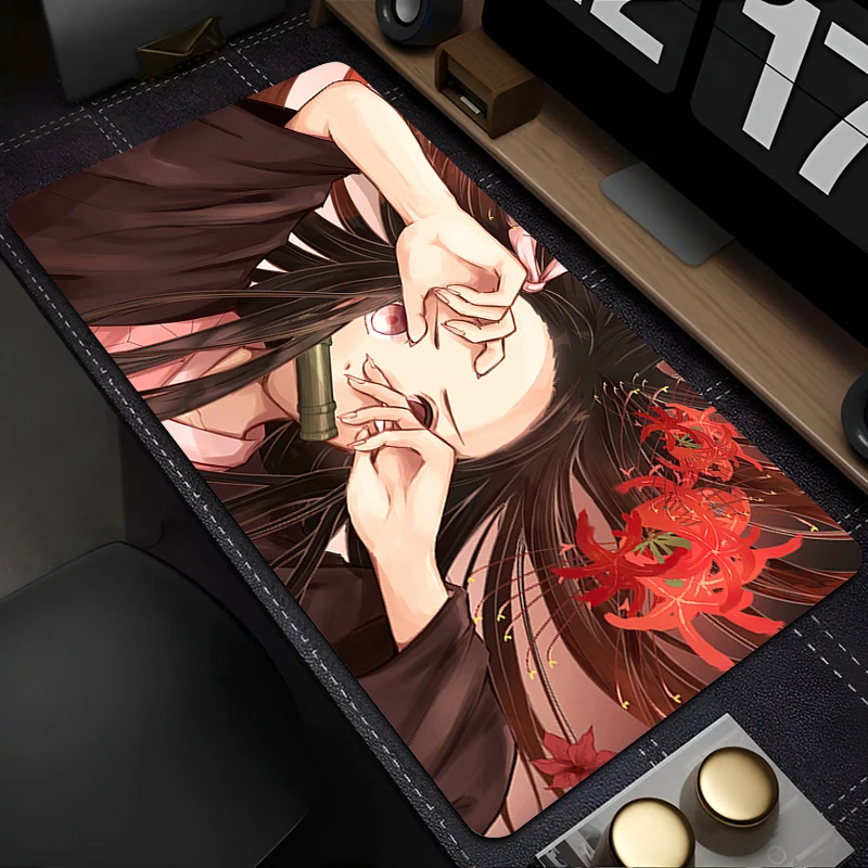 Japan Anime Girl Mouse Pad Demon Slayer Nezuko Kamado XXL Office Pad Non-slip Laptop Notebook Mousepad 300x800 400x900 Mouse Mat