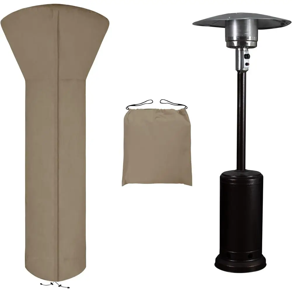 Zippered Patio Heater Cover with Storage, Waterproof Outdoor Dustproof, UV & Wind Resistant (89H x 33D x 19B, Camel)