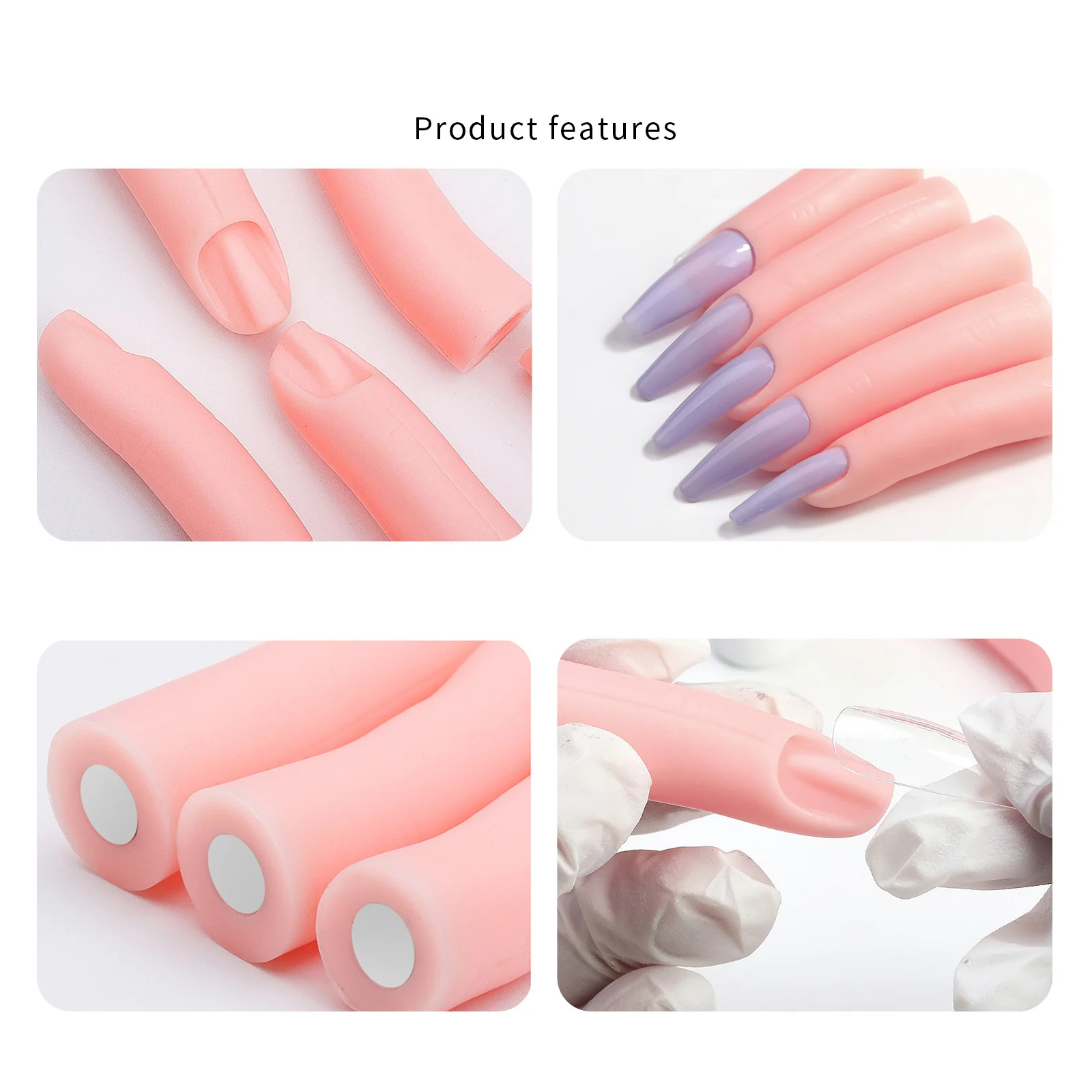 Imagen 4: Herramienta para práctica de uñas acrílicas, modelo de dedo de silicona con articulaciones y uñas postizas flexibles, accesorios de manicura DIY