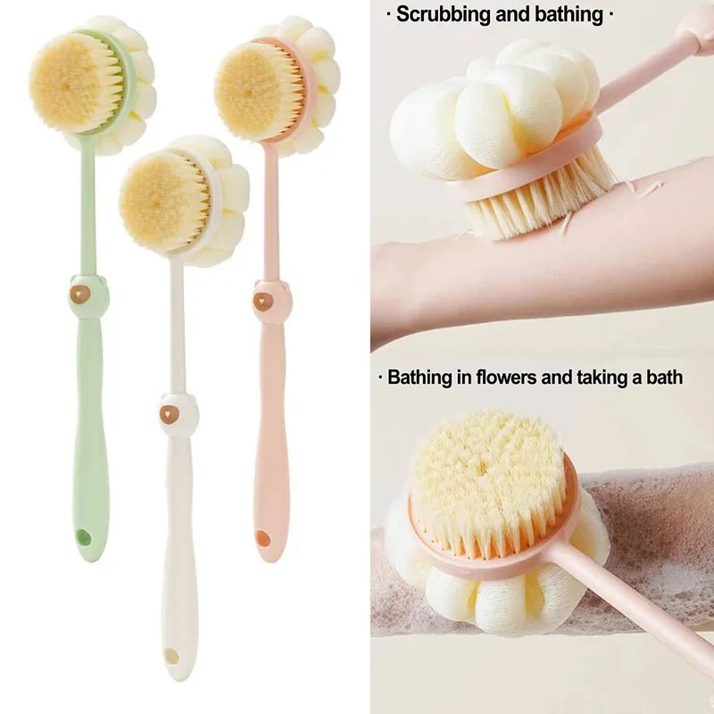 

Щетка для глубокой чистки 2-в-1 с длинной ручкой для удобного использования в ванной комнате, легко чистится, эргономичная ручка