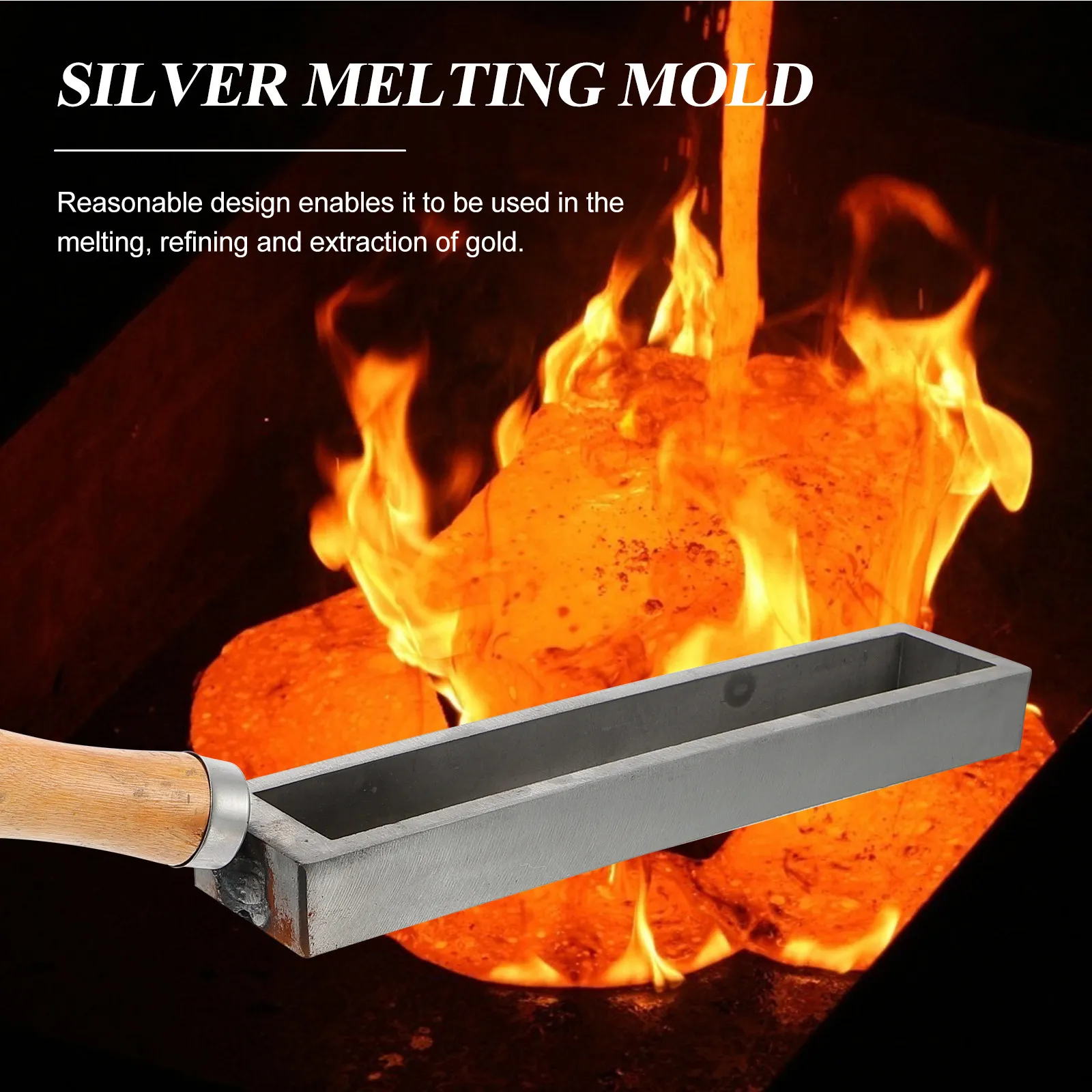 

Инструмент для ювелирных работ: формы для слитков с деревянной ручкой, для плавки и литья металла (золото, серебро, железо), высокотемпературная стойкость