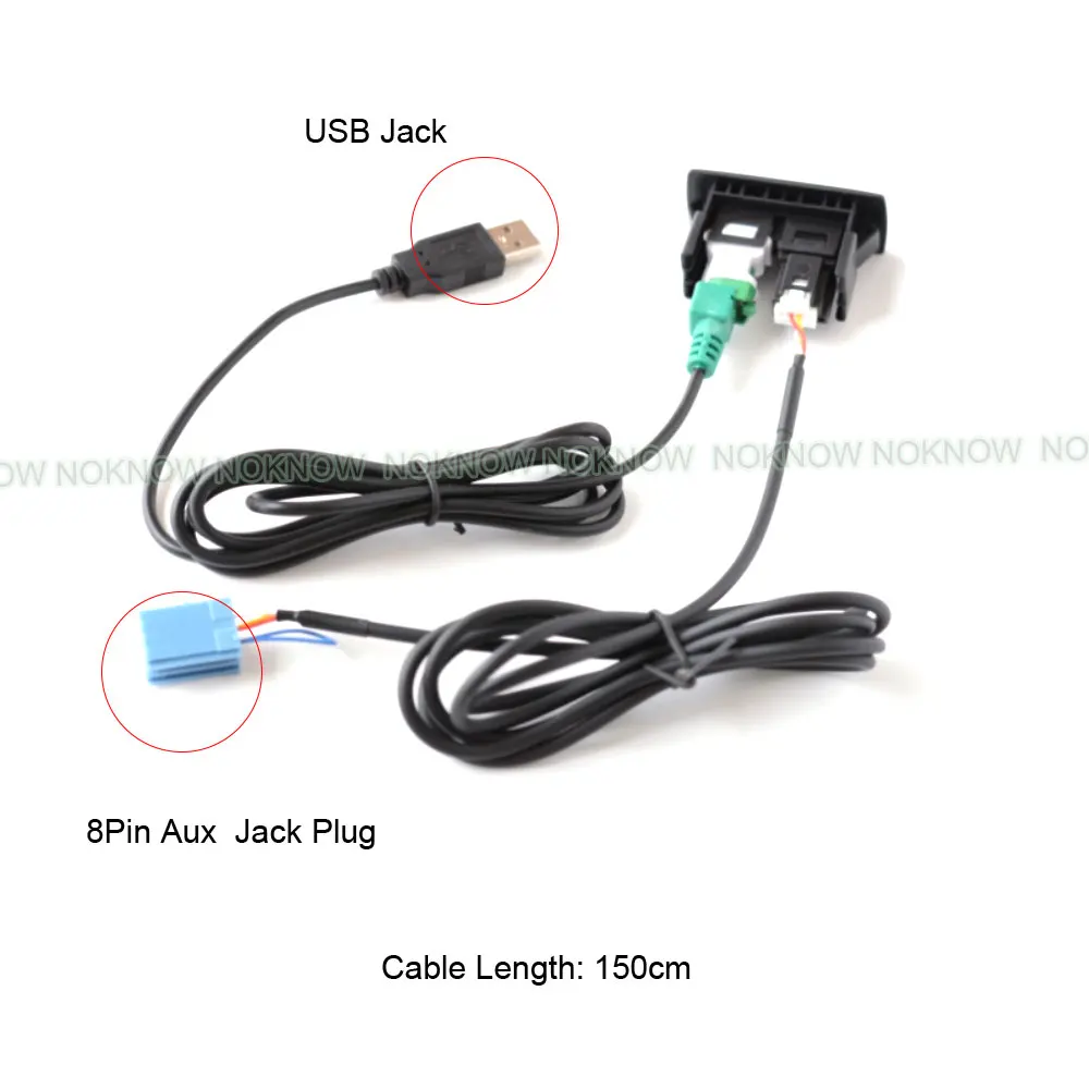 6 8 Pin Car CD Radio 3.5mm AUX USB Interface Panel With Adapter Cable Fit For Mercedes-Benz  Smart 450 451 smart fortwo