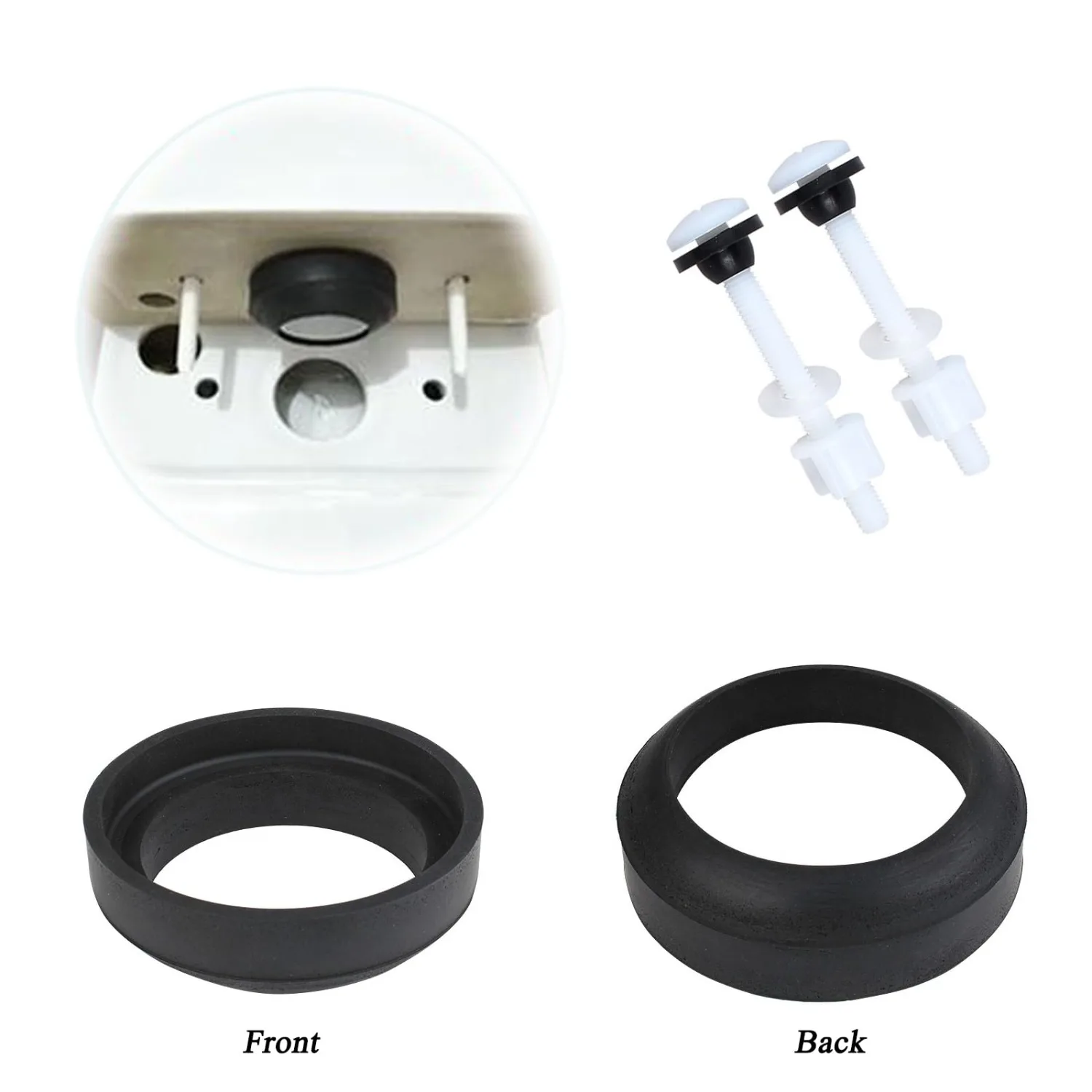 Kit de substituição de design de duas peças com válvula de descarga de vaso sanitário de 2 polegadas inclui corrente de flapper e junta de parafuso de tanque compatível com TOTO