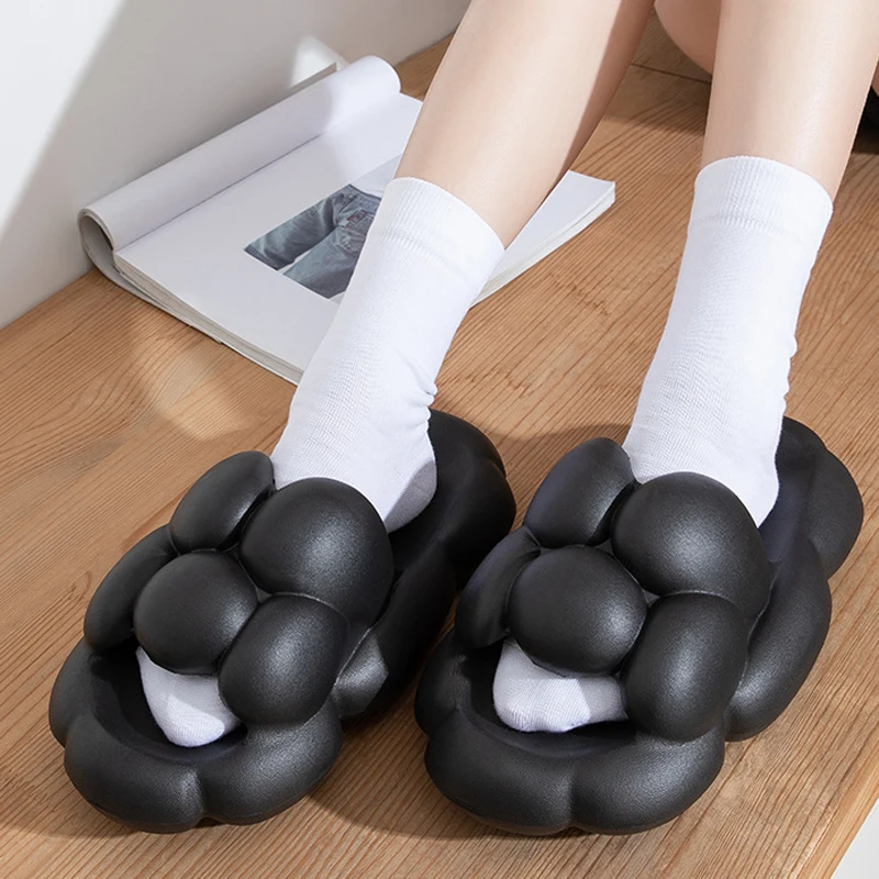 House Slipper Women Egg Cute Kawai Cloud Sandals Summer Flip Flops Beach Slides Home Casual Room Shoes Platform Flat Female Men