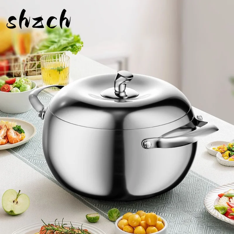 

304 Stainless Steel Steaming Pot for Home Use Uncoated Cooking Pots Creative Apple Chafing Dish Quick Heating Cuisine Ustenes