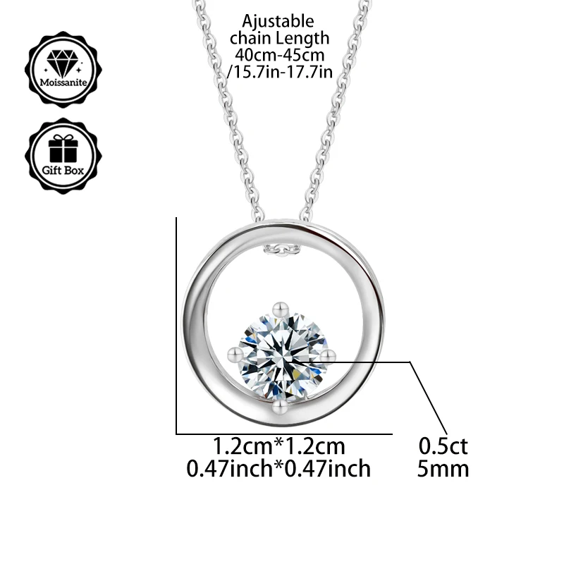 مجوهرات LAMVOICE للنساء، مجوهرات عالية الجودة، قلادة مضادة للحساسية، قلادة مويسانيتي 0.5 قيراط للنساء، هدية عيد الميلاد