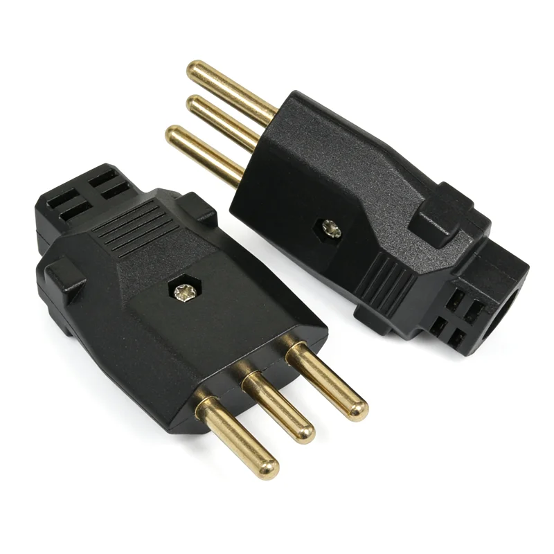 5pcs Black Copper 20A 250V Detachable Wiring Plug Brazil Standard Rewirable Power Plug NBR 14136 Male Connector for Power Cords