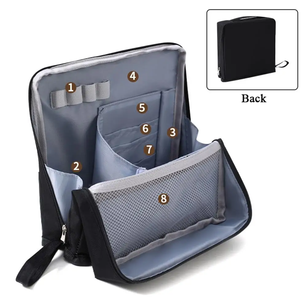 

Multi-layer Makeup Bag Solid Color Large Capacity Multi-functional Storage Bag Portable Cosmetic Pouch Travel Toiletry Bag