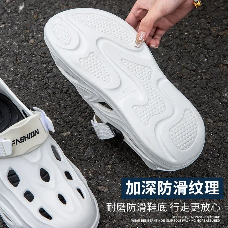 

Модные мужские летние простые уличные пляжные сандалии из ЭВА, нескользящие спортивные тапочки с закрытым носком для вождения, пляжные быстросохнущие дышащие