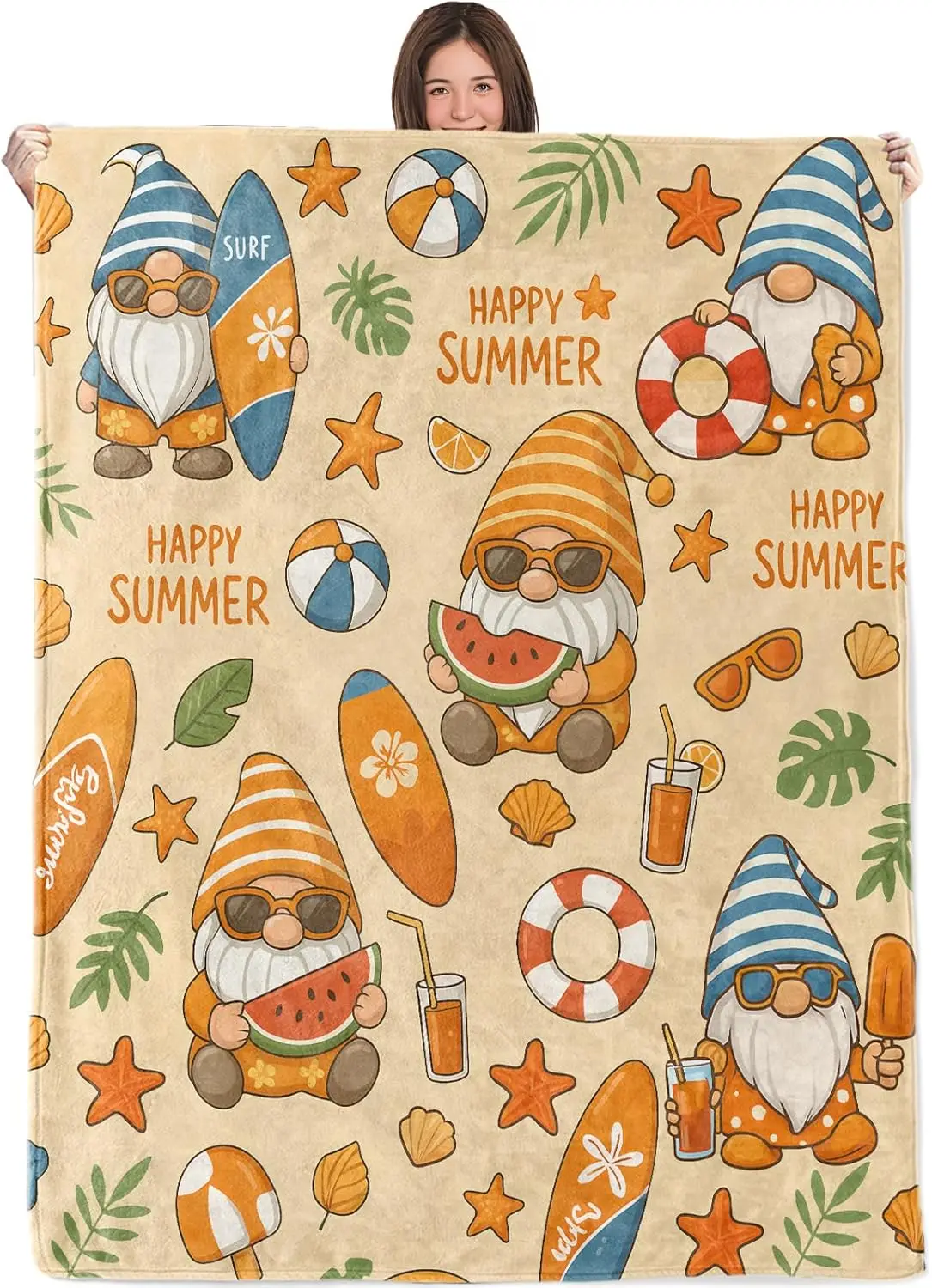 Strawberry Blanket,50x60in,Cozy Flannel Throw with Juicy Red Strawberries Cute Fruit Design, Lightweight Gifts Blankets for Kids