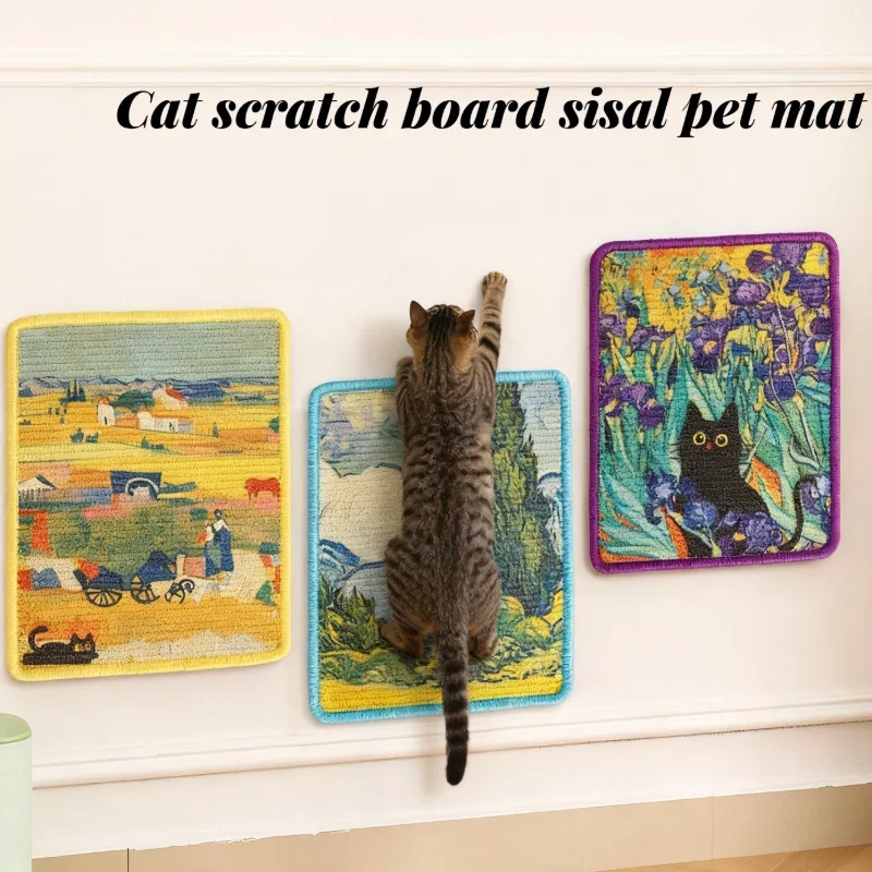 Katzen-Kratzboard, Sisal-Haustiermatte, Kein Abfallender Schmutz, Wandmontage, Katzenspielzeug, Verschleißfeste Kratzpads, Haustierzubehör