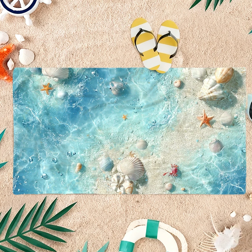 1pc Marine Elements Beach Towel Large Quick-drying Towel Suitable for Beach Yoga Pool Gym Sport Towel Summer Gift for Friends
