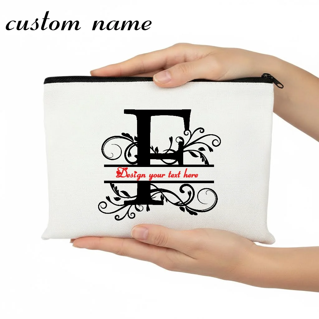 1PC Customizable Monogram Makeup Bag - Lightweight Foldable Durable Travel Cosmetic Pouch with Zipper Personalized Letter Print