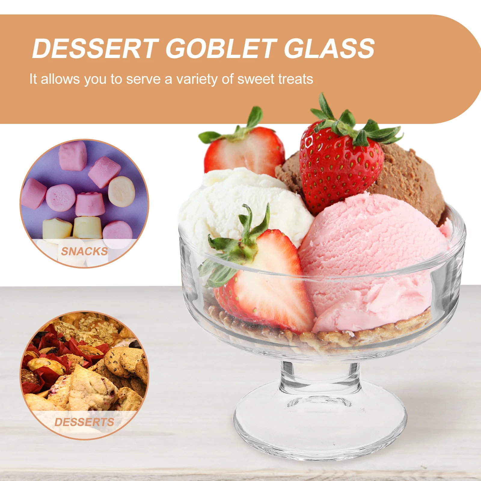 

Vintage Glass Ice Cream Bowl Footed Dessert Cup Clear Transparent Reusable Dessert Serving Bowl Elegant Ice Cream Bowls