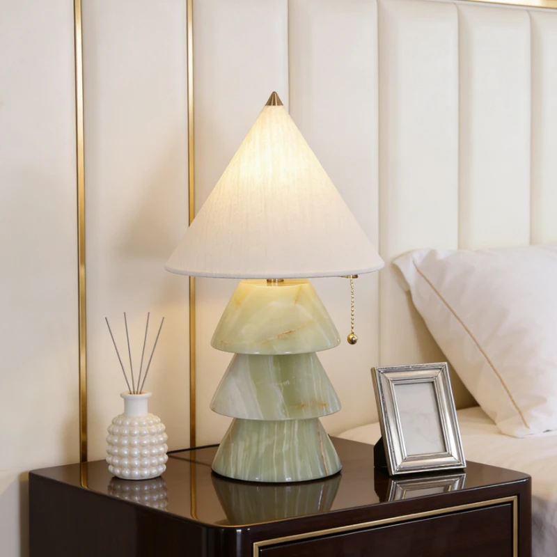 Nordic Minimalist Marble LED Desk Lamp Christmas Tree Design Fabric Lampshade Floor Lamp for Living Room Bedroom Decoration Home