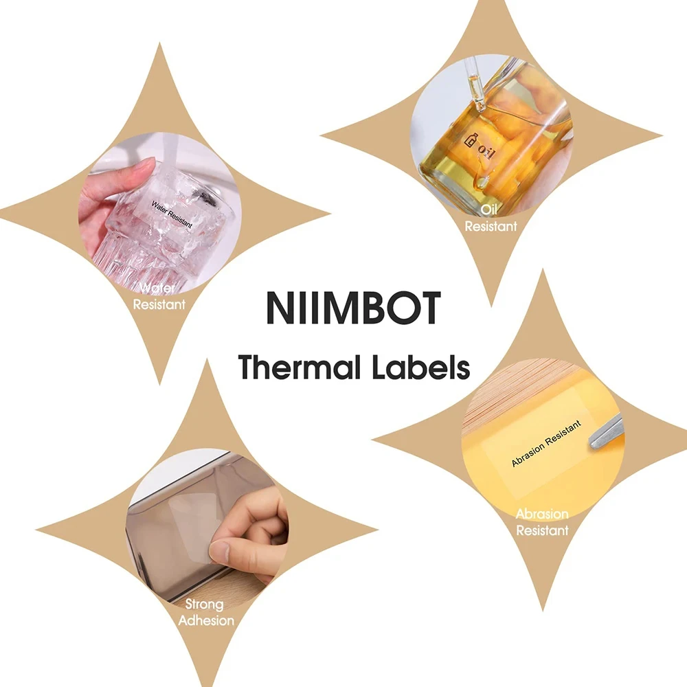 Niimbot B1 Paper Labels for B21/B3S Label Maker Sticker Anti-Oil Tear-Resistant Waterproof Thermal Sticker Label Round Labels