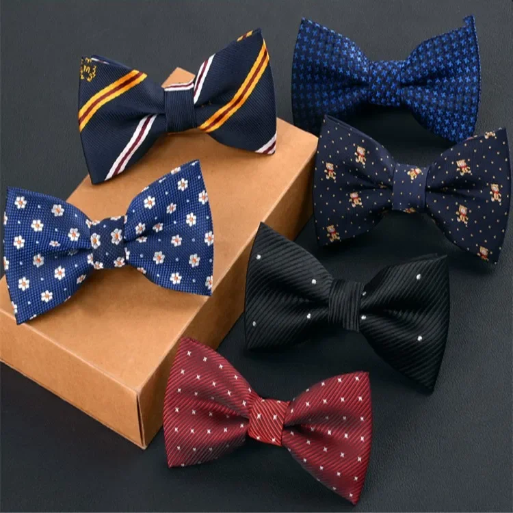 Yellow Black Purple Floral Stripe Dot Bow Ties 5*10CM Korean Version Children's Bowtie for Boys Girls Stage Perform Decoration