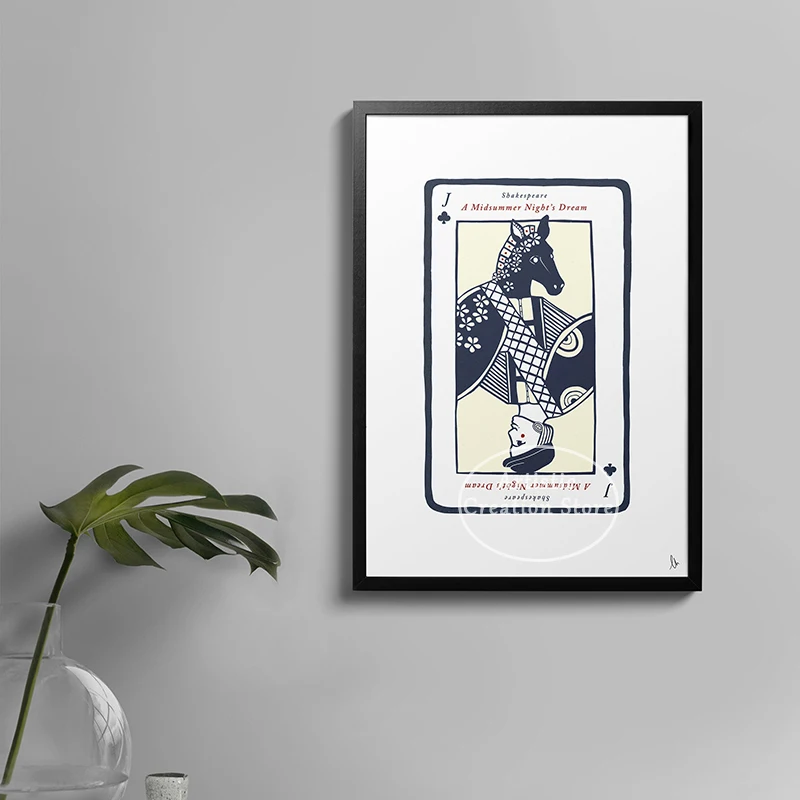 Shakespeare Inspired Art Print Playing Card Poster Macbeth Othello Card Prints Canvas Painting Wall Picture Reading Room Decor