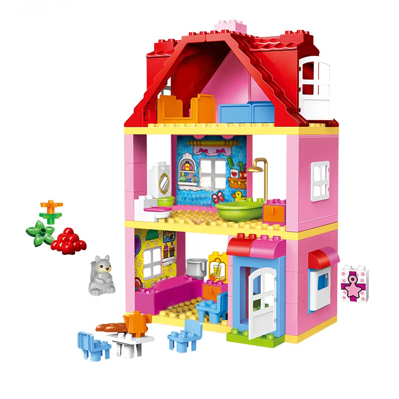 

Children LegoINGlys toy Large Size Blocks Sets Compatible Duploed Family House Bricks Building Blocks Toys For Boys