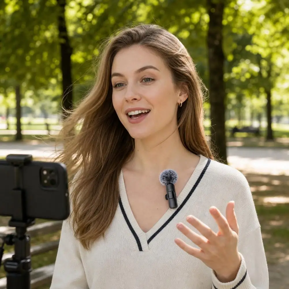 Portable Wireless Lavalier Microphone USB C Noise Cancellation Lapel Mic For IPhone 17/16/15 Video Recording Vlog New