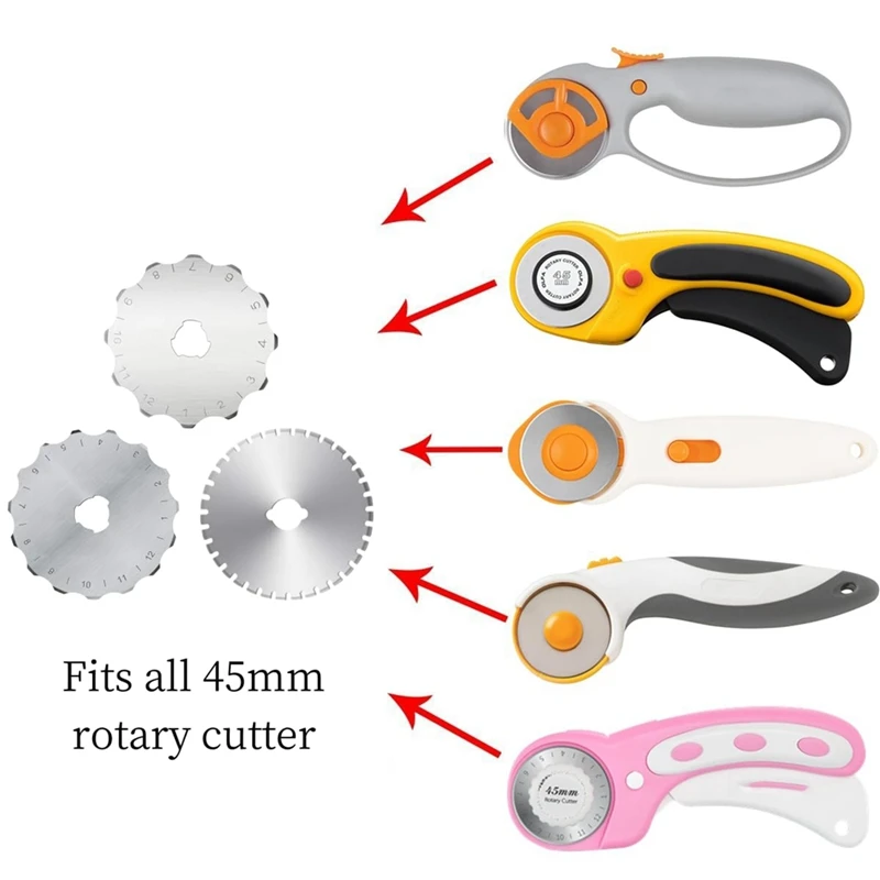 45Mm Crochet Edge Rotary Cutter Blades, Skip-Stitch Rotary Blades, Perforating Rotary Replacement Blade, Pack Of 6 Easy To Use