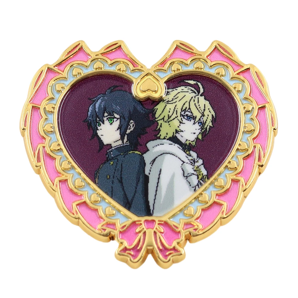 Seraph Of The End Yuichiro Mikaela Hyakuya Anime Enamel Brooch Character Orphan Vampire Boy Lapel Pin Heart Badge Fans Gift Acc