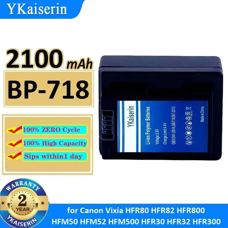

2100Mah Lightweight Camera Battery For Canon Vixia HFR80 HFR82 HFR800 HFM50 HFM52 HFM500 HFR30 HFR32 HFR300 BP-718