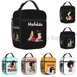 Divertente borsa per il pranzo isolata Mafalda per le donne bambini Resuable Cooler Thermal Lunch Box portatile Bento Tote per il Picnic della scuola di lavoro