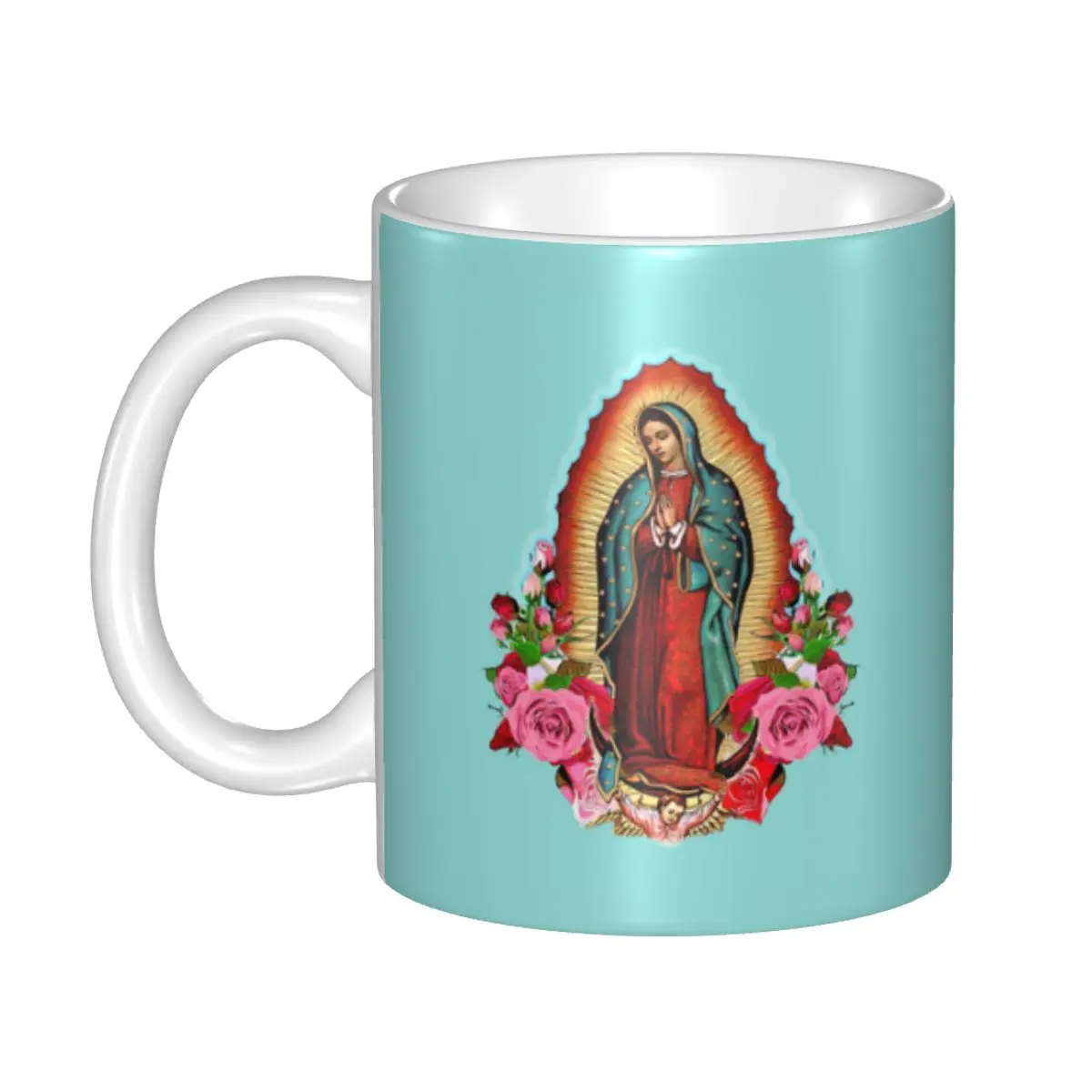 

DIY Virgin Mary Of Guadalupe Ceramic Mugs Personalized Mexico Catholic Saint Coffee Cups Creative Gift