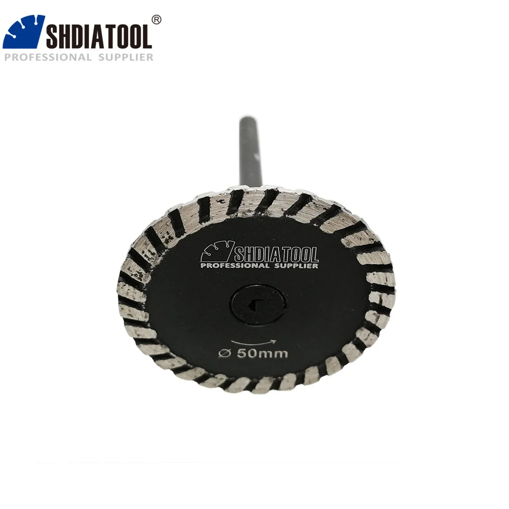 SHDIATOOL 1Pc Hot pressed diamond turbo mini Engraving saw blade with removable 6mm shank and 2pcs blades without shank