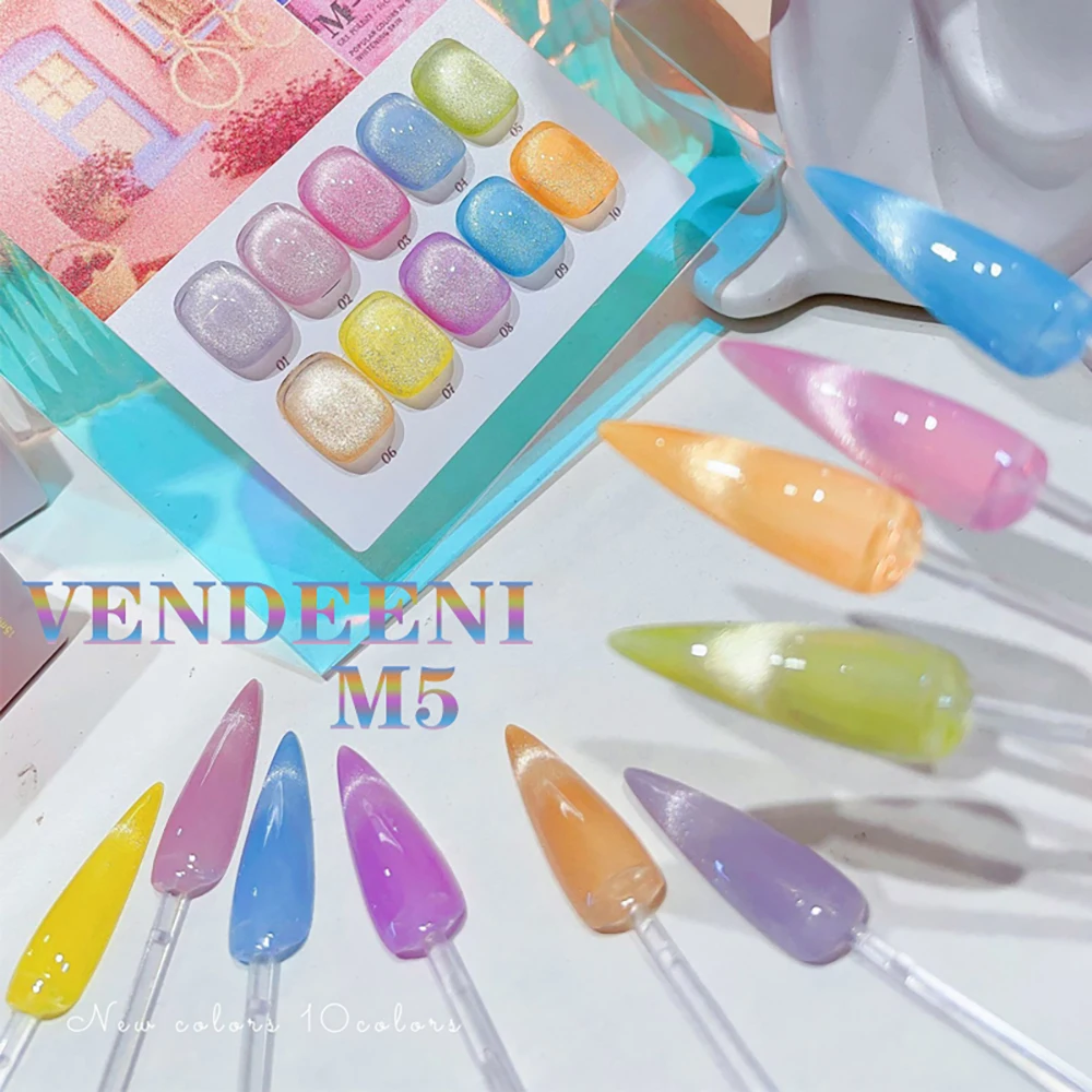 Vendeeni 10 Farben/Set Leuchtender Katzenaugen-Gel-Nagellack mit Diamant-Effekt, magnetischer UV-LED-Katzenaugen-Gel-Lack mit Display – Detail 15