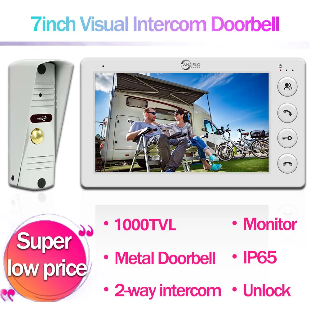 4 Wired 7-inch Video Doorbell Intercom System for Home Video Entry Phone IP65 Outdoor Metal Doorbell 1000TVL Super Low Price